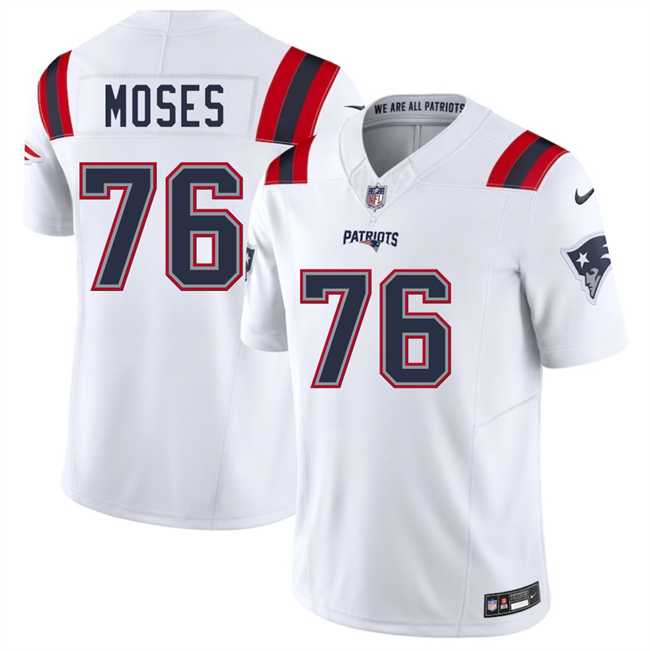 Men & Women & Youth New England Patriots #76 Morgan Moses White 2025 F.U.S.E. Vapor Limited Stitched Jersey